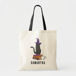 Cat Books Potion and Spells Halloween Personalised Tote Bag