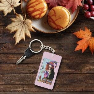 Cat Books Witch Potions Key Ring