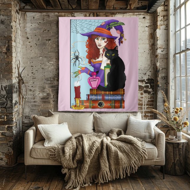 Cat Books Witch Potions Tapestry (Creator Uploaded)