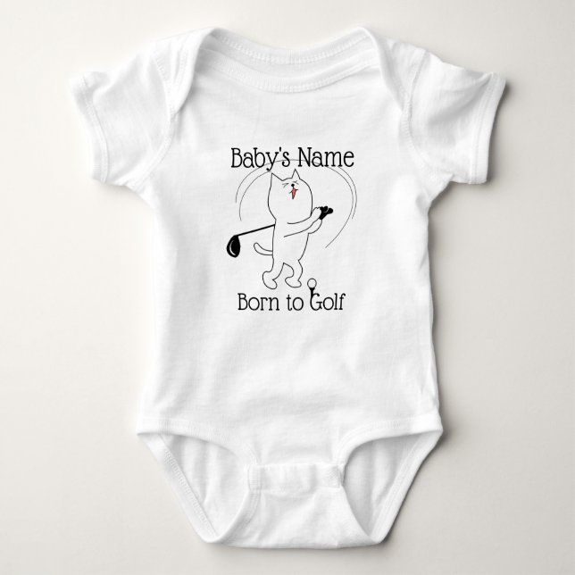 Cat Born to Golf Baby Bodysuit (Front)