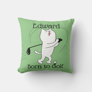 Cat Born to Golf Cushion