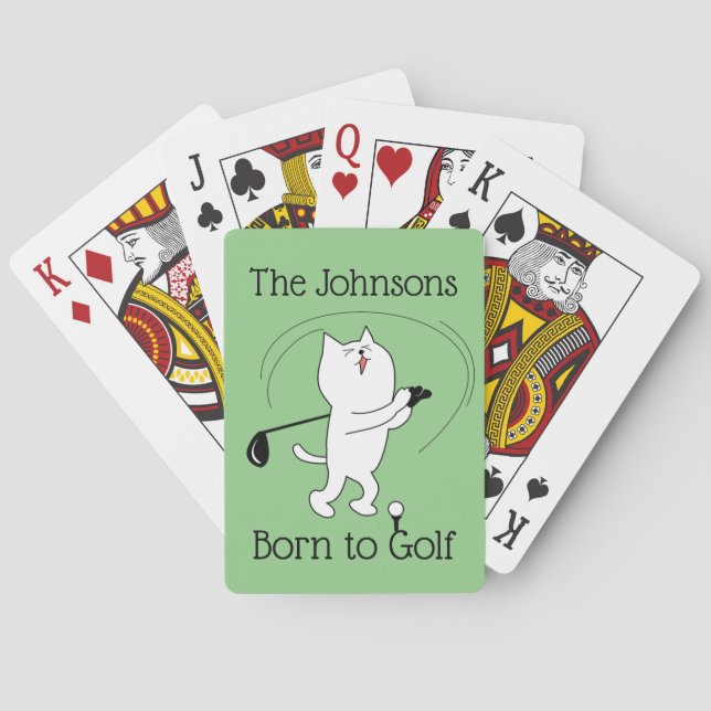 Cat Born to Golf Playing Cards (Back)