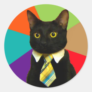 Cat-boss in tie classic round sticker