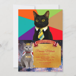 Cat-boss in tie invitation