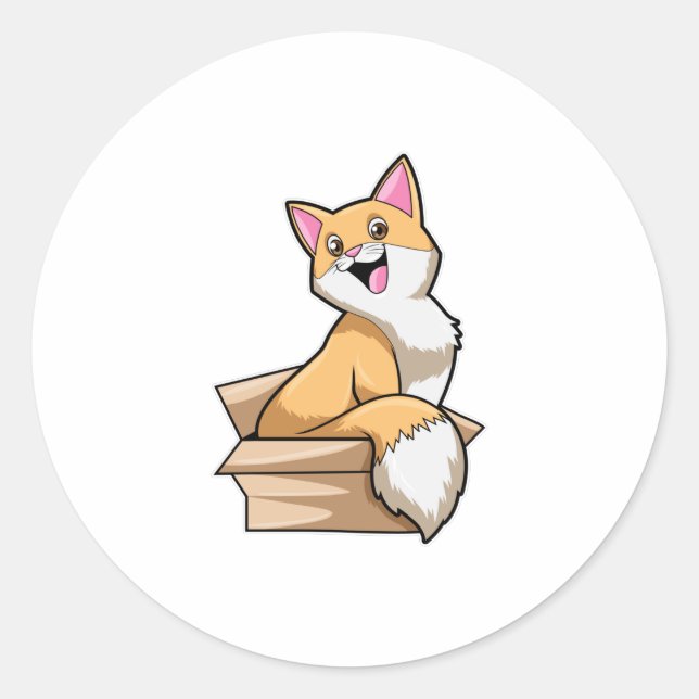 Cat Box Classic Round Sticker (Front)
