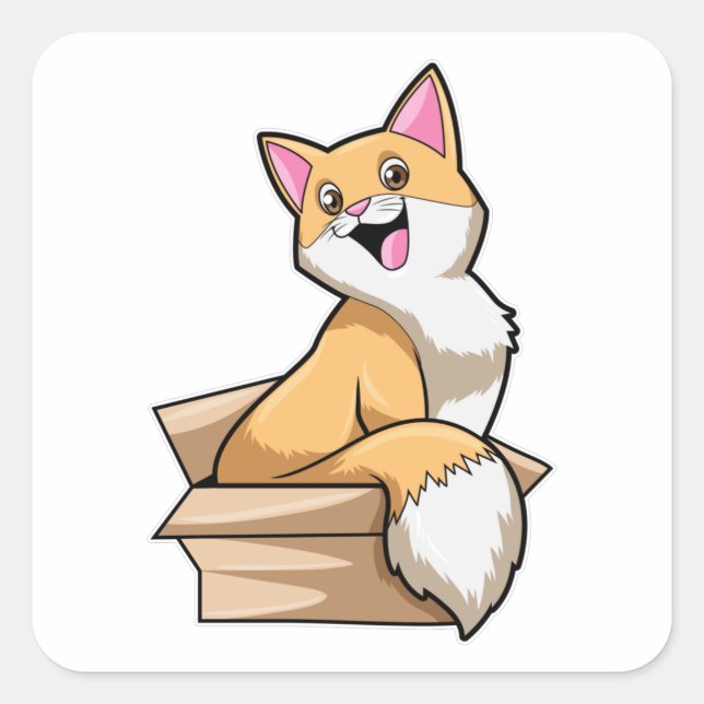Cat Box Square Sticker (Front)