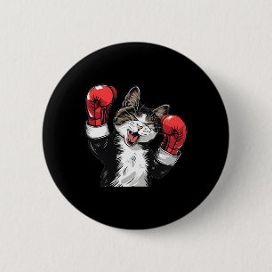 Cat Boxing Champion Funny Cute Kitten Fighter  6 Cm Round Badge