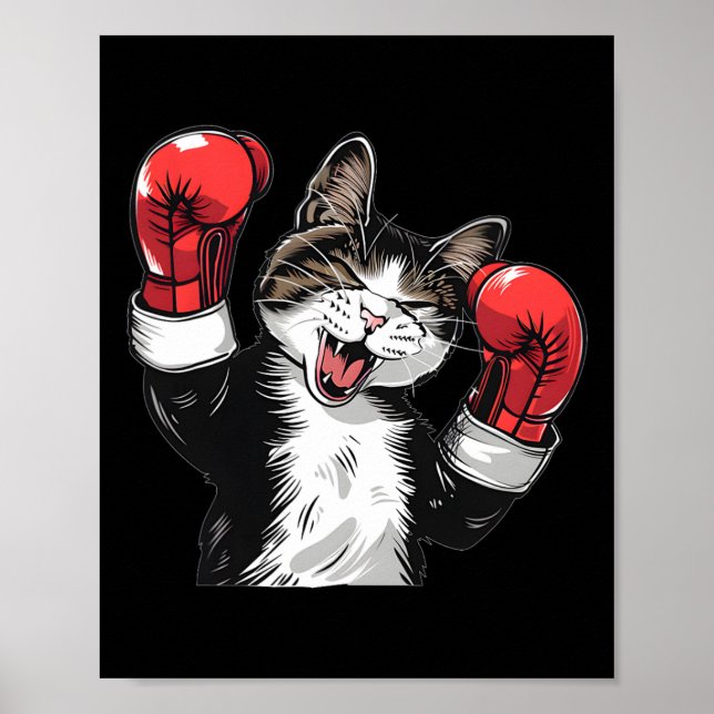 Cat Boxing Champion Funny Cute Kitten Fighter  Poster (Front)