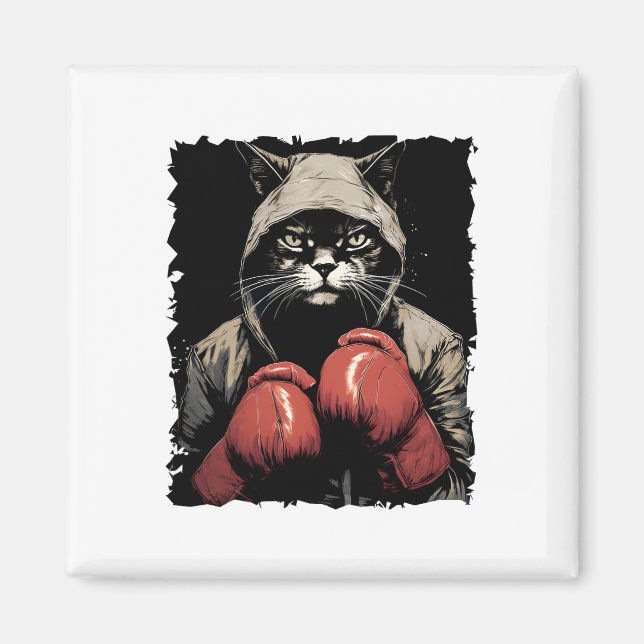 Cat Boxing With Gloves And Uniform Cat Boxer  Magnet (Front)