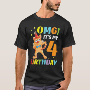 Cat Boy Dabbing OMG It's My 4 Years Old Birthday H T-Shirt