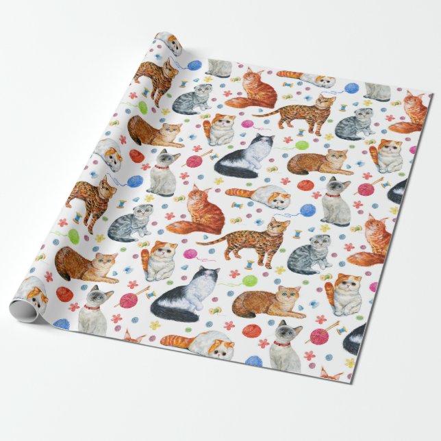 Cat Breeds Wrapping Paper (Unrolled)