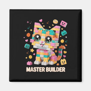 Cat Brick Building Blocks Master Builder Cat Lover Magnet