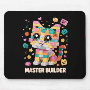 Cat Brick Building Blocks Master Builder Cat Lover Mouse Pad