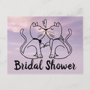 Cat Bridal Shower Invitation Purple Sky Watercolor