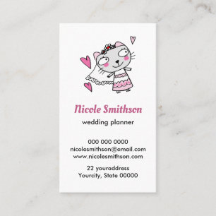  cat bride doodle business card