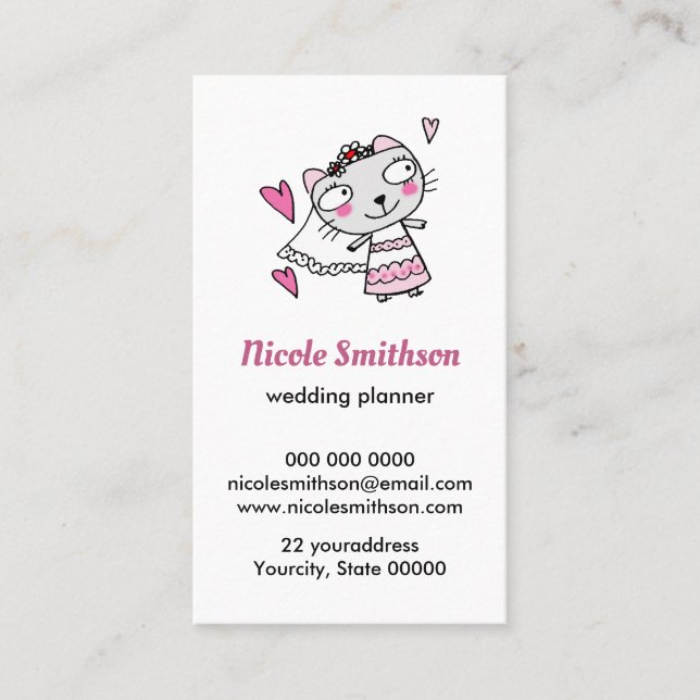  cat bride doodle business card (Front)