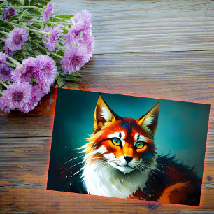 cat bright red animal colourful art whisker lovel rectangular sticker