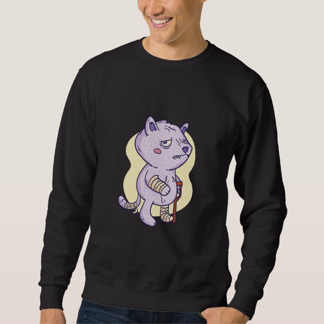 Cat Broken Sad Cat Broken Sweatshirt (Front)