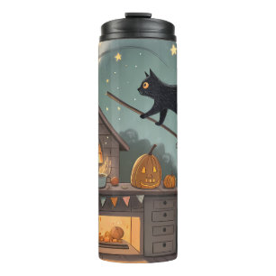 Cat & Broom Duo Magical Halloween Night Thermal Tumbler
