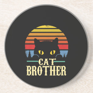 Cat Brother Vintage Eighties Style Retro T-shirt Coaster
