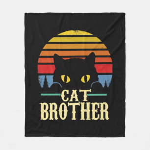 Cat Brother Vintage Eighties Style Retro T-shirt Fleece Blanket