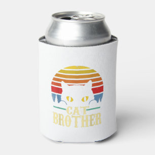 Cat Brother Vintage Style Retro Gift For Cat Lover Can Cooler