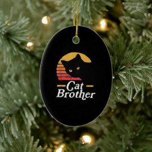 Cat Brother Vintage Style Retro Gift For Cat Lover Ceramic Ornament