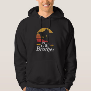 Cat Brother Vintage Style Retro Gift For Cat Lover Hoodie