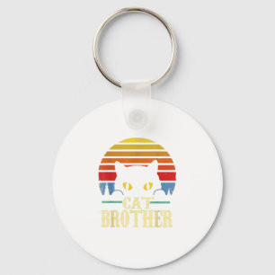 Cat Brother Vintage Style Retro Gift For Cat Lover Key Ring