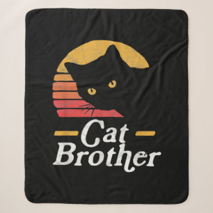 Cat Brother Vintage Style Retro Gift For Cat Lover Sherpa Blanket