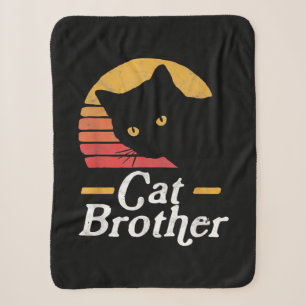 Cat Brother Vintage Style Retro Gift For Cat Lover Sherpa Blanket