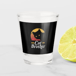 Cat Brother Vintage Style Retro Gift For Cat Lover Shot Glass