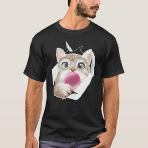 Cat Bubble Gum Cute Feline T-Shirt
