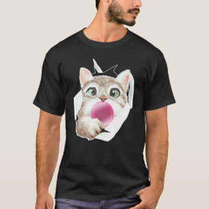 Cat Bubble Gum Cute Feline T-Shirt