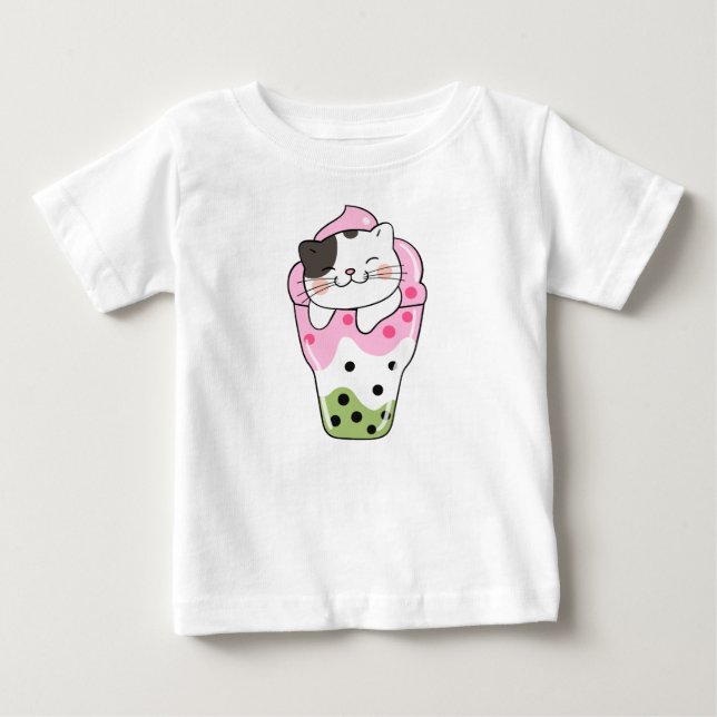 Cat Bubble Tea Baby T-Shirt (Front)