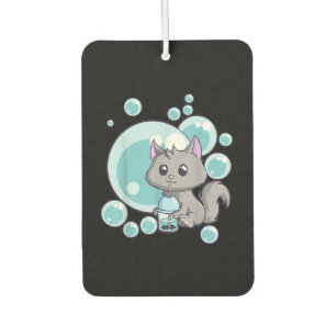 Cat Bubble Tea Gift Funny Boba Tea Cats Design Car Air Freshener
