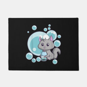Cat Bubble Tea Gift   Funny Boba Tea Cats Design Doormat