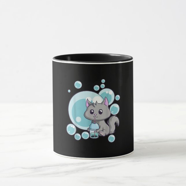 Cat Bubble Tea Gift | Funny Boba Tea Cats Design Mug (Center)