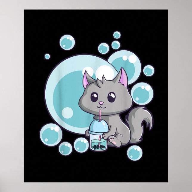Cat Bubble Tea Gift | Funny Boba Tea Cats Design Poster (Front)