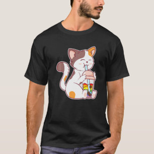 Cat Bubble Tea Lgbt Gay Pride Lgbt Flag T-Shirt