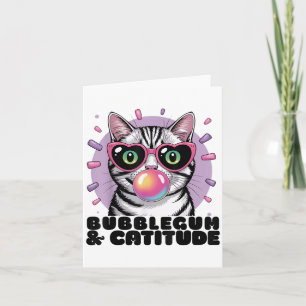 Cat Bubblegum Funny Pop Sungles Heart Eyes Card
