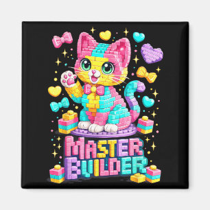 Cat Building Brick Block Boy Girl Kid Magnet