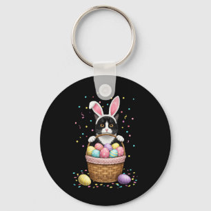 Cat Bunny Ears Eggs Meowy Easter Rabbit Lover Men  Key Ring