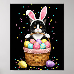 Cat bunny ears eggs meowy easter rabbit lover menC Poster