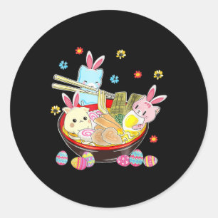 Cat Bunny Ears Ramen Kawaii Easter Day Anime Lover Classic Round Sticker