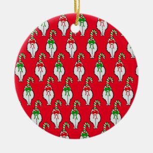 Cat Butt Christmas Ceramic Ornament