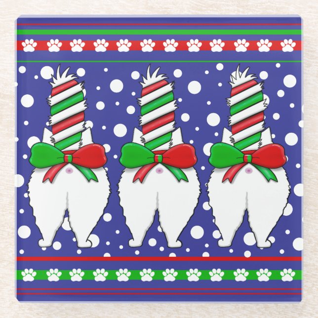 Cat Butt Christmas Green Glass Coaster (Front)