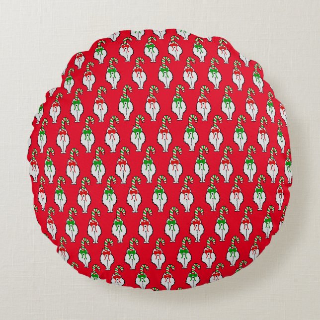Cat Butt Christmas Round Cushion (Front)