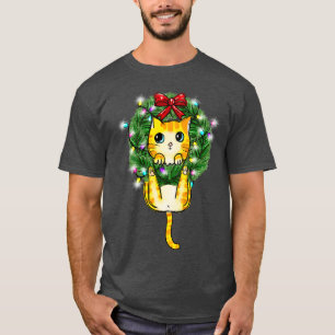 Cat Butt Funny Christmas Wreath T-Shirt