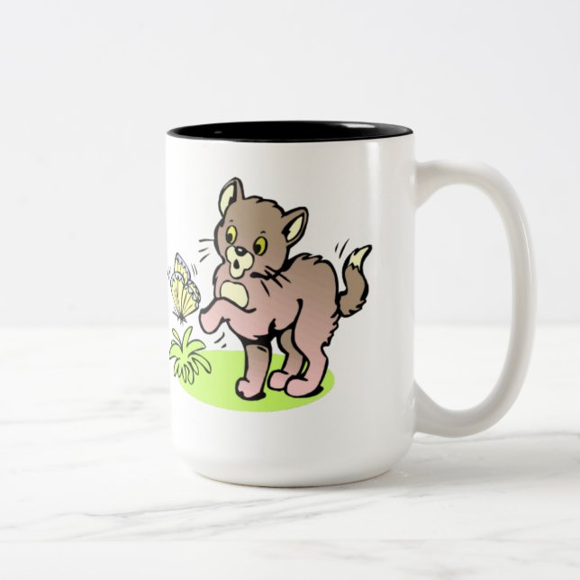 Cat & Butterfly Childrens Mug (Right)